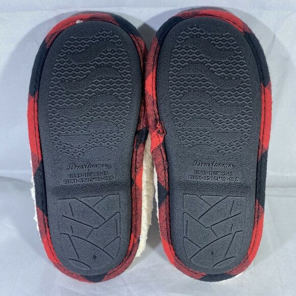 DearFoams Lil Bear Memory Foam Slippers Toddler US 13/ 1Y Red & Black Plaid - Picture 6 of 6